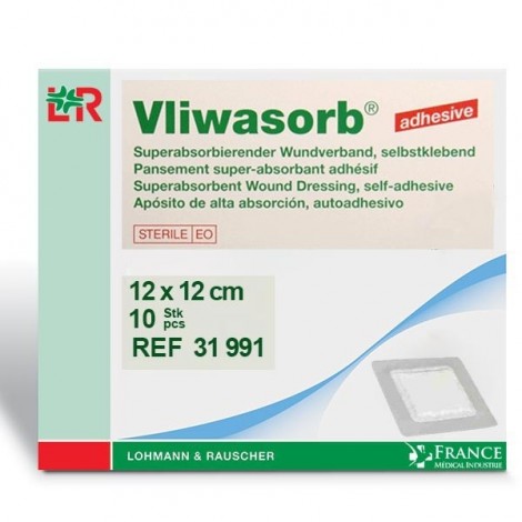 Pansement Vliwasorb® super absorbant adhésif 12x12cm Stérile Emballage ind-31991